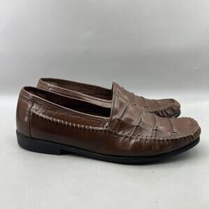 Jonathan Richards Redford Loafers Men Size 9.5 M Brown Leather Slip On Shoes
